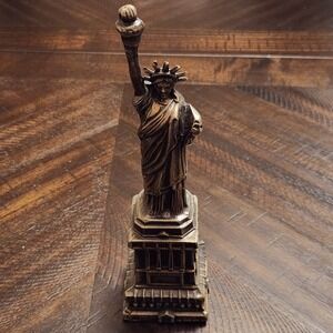 Vintage Metal Copper Finish Statue Of Liberty Souvenir Statue 9" 3"
